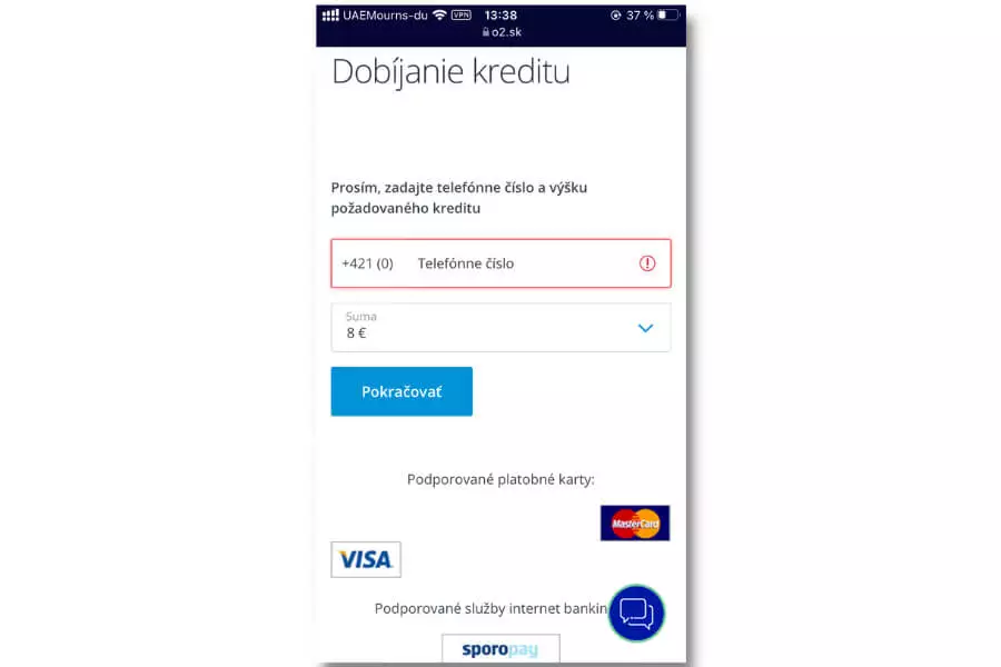 O2 dobitie kreditu cez mobil