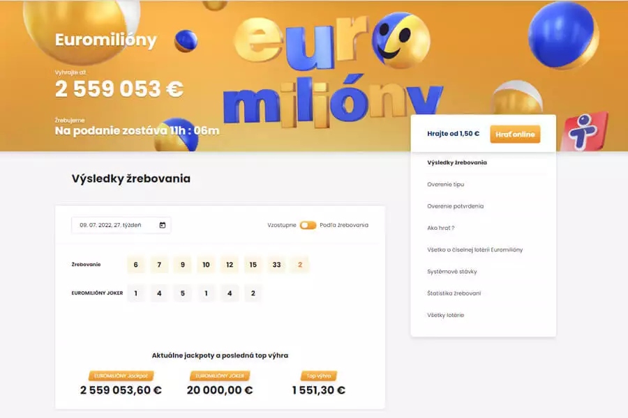 Euromilióny výsledky