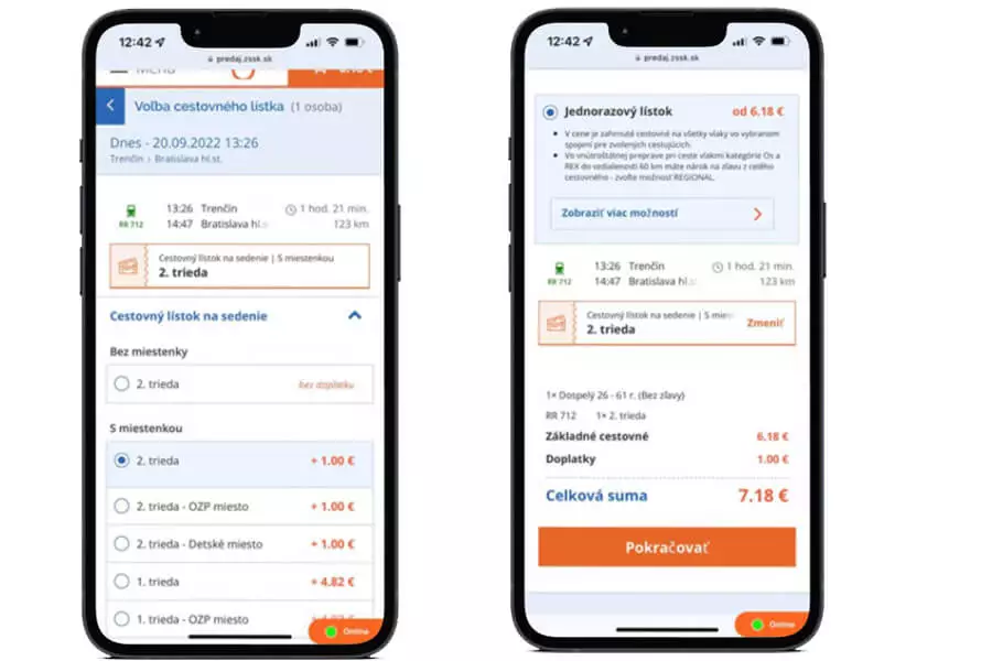 Nákup lístka na vlak s miestenkou