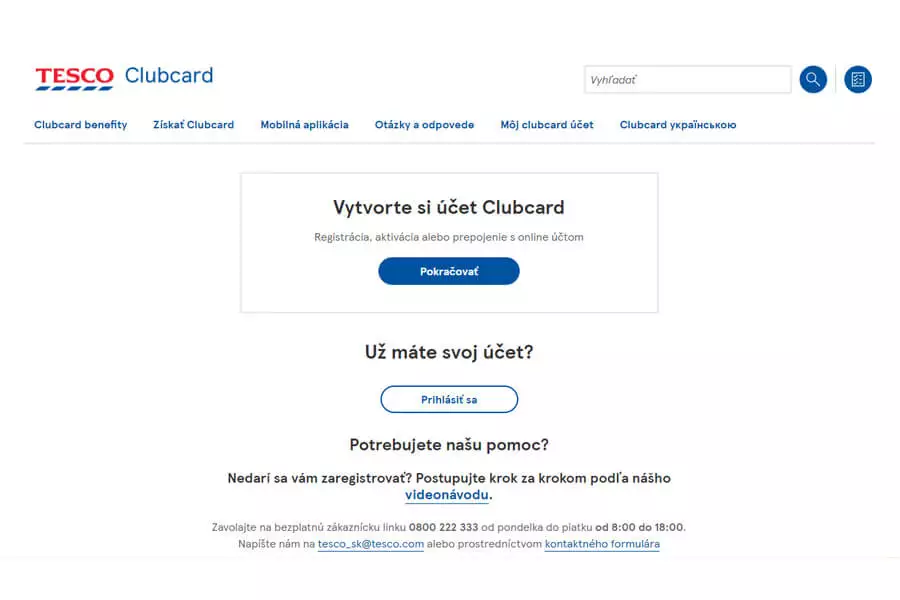 Tesco club card registrácia cez web