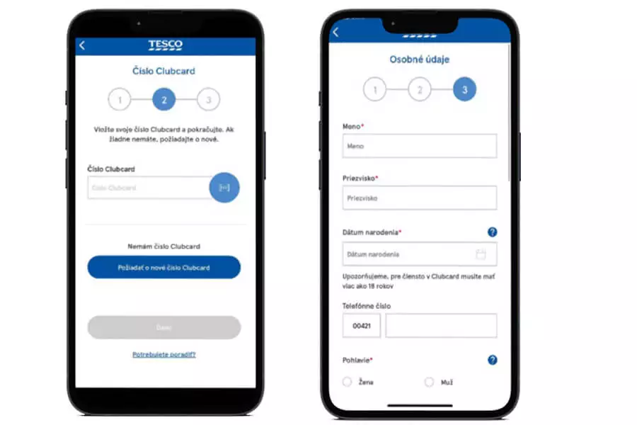 tesco club card vyplnenie údajov
