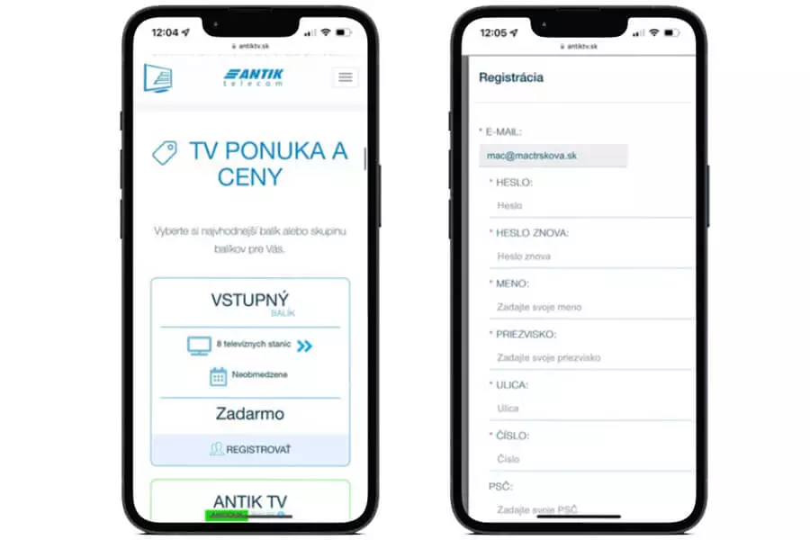 Antik televízia registrácia na mobile