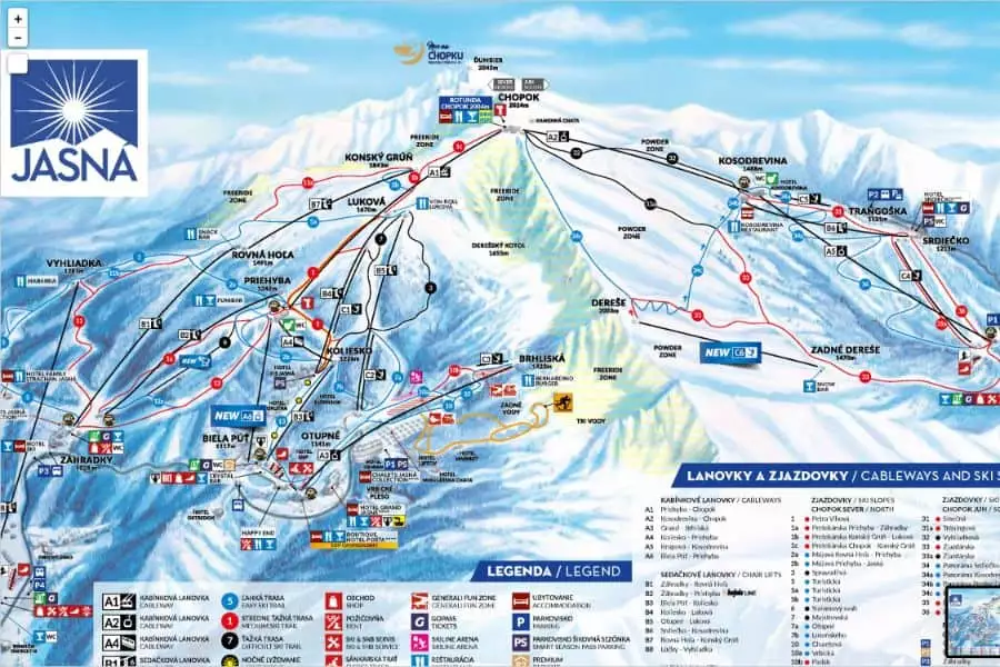 ski jasná mapa