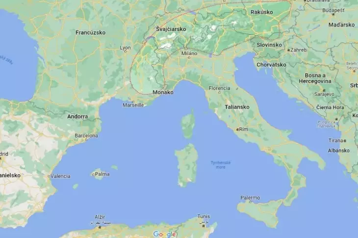 Mapa talianske Alpy