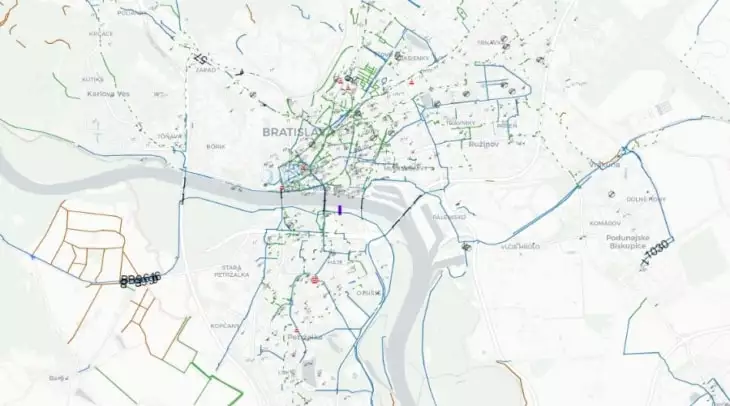 Mapa cyklotrasy Bratislava